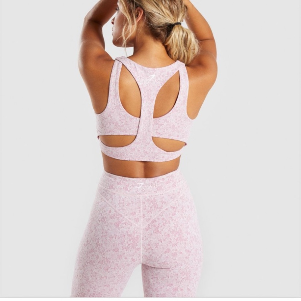 Pink Gymshark Fleur Texture Sports Bra